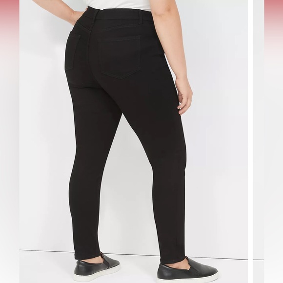 Lane Bryant Signature Fit Sateen Skinny Jean, Black Denim - Picture 3 of 10